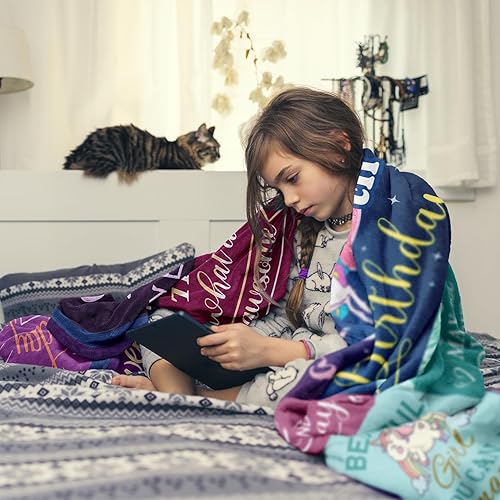 Miniatura 4 de Solzien Manta de regalo de cumpleaños para niña de 9 años, 60 x 50 pulgadas, regalos para niñas de 9 años, decoraciones de cumpleaños número 9