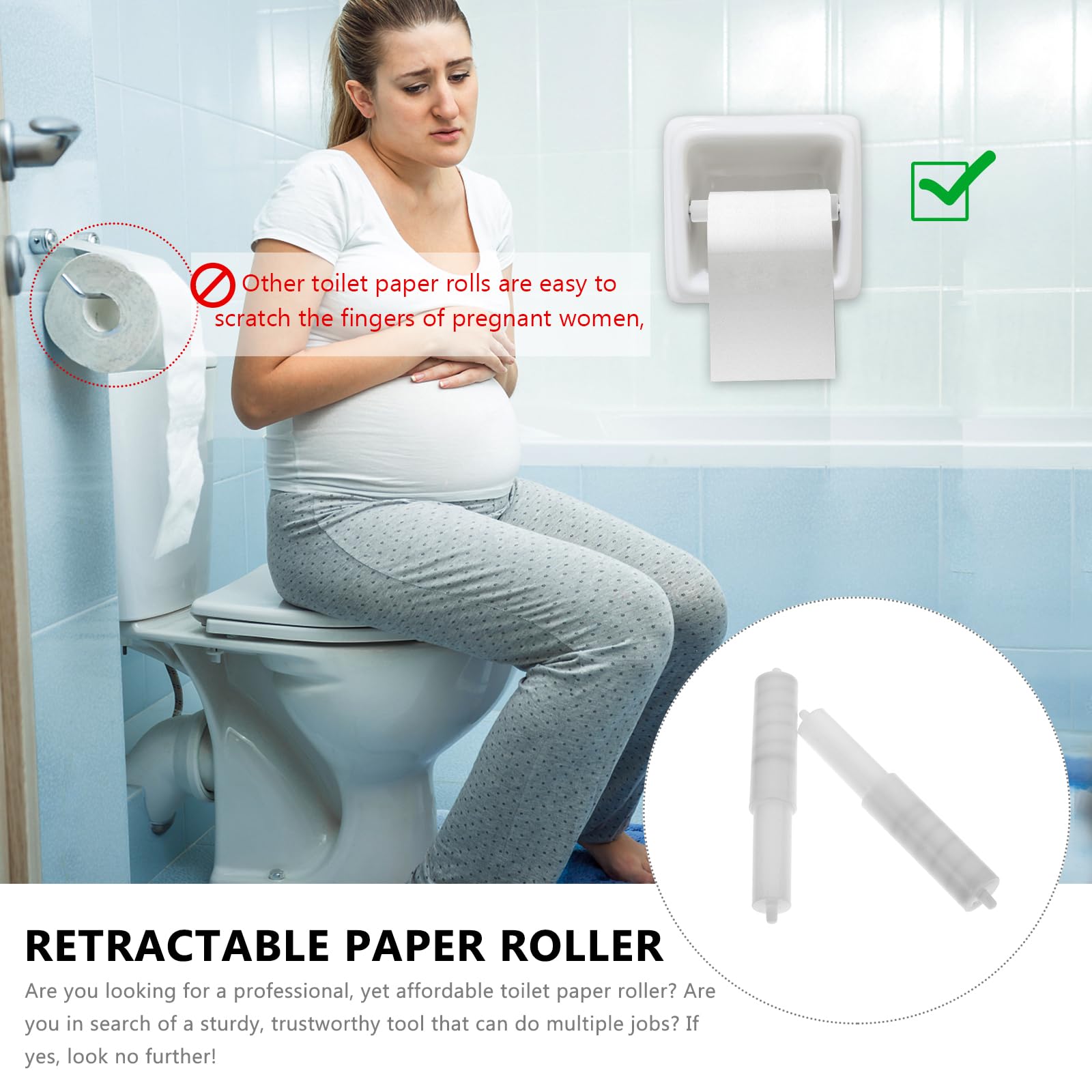 Toilettenpapierhalter-Rollen – 2 Stück, Weiß, Aus Kunststoff, Federbelastet – Einfacher Wechsel, Passt Für Meisten Toilettenpapier-Spindel