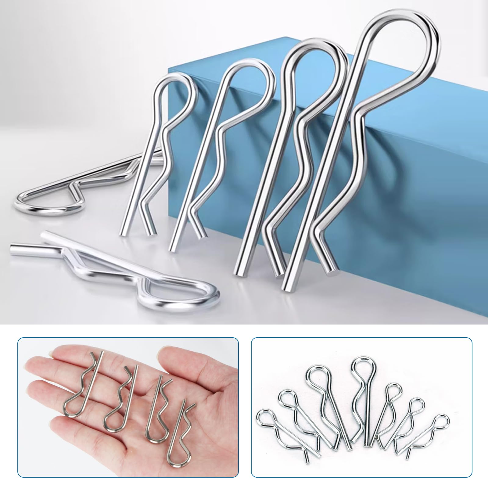 Coppiglie Acciaio Inox 150 Pz, Coppiglia Spine Elastiche, Coppiglia di Bloccaggio 7 Misure