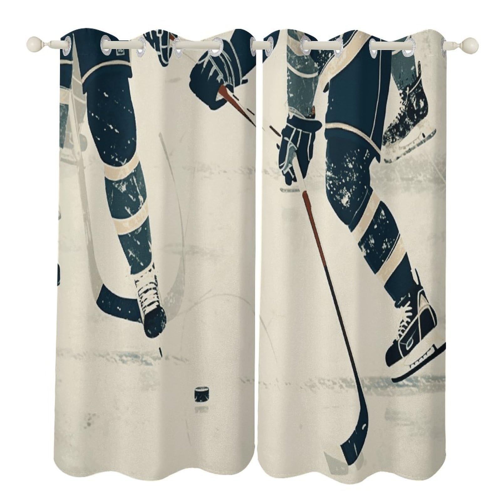 Rideaux occultants hockey décoratifs pour une chambre de garçon