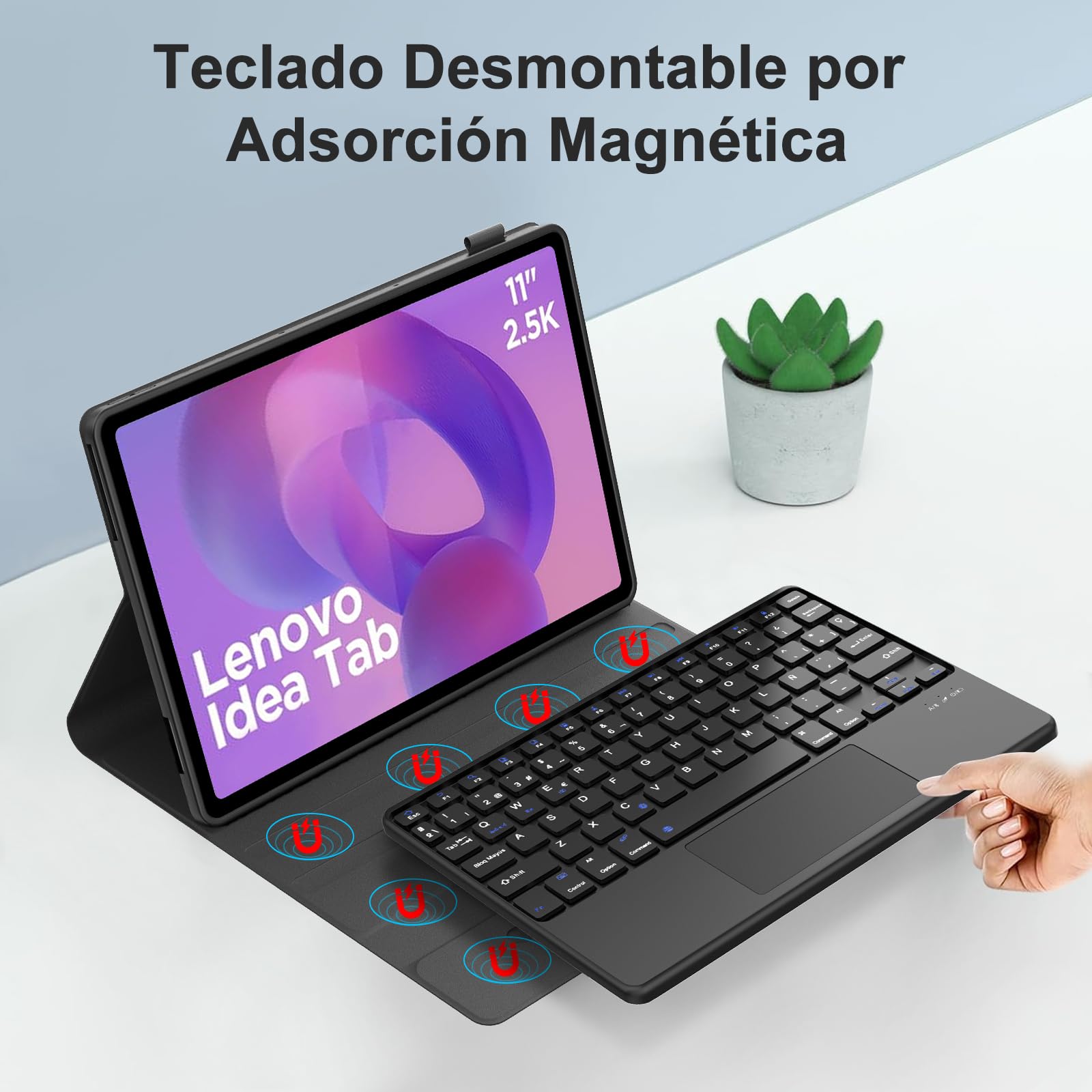 JADEMALL Custodia Tastiera con Trackpad per Samsung Tab S7 FE/Tab S7