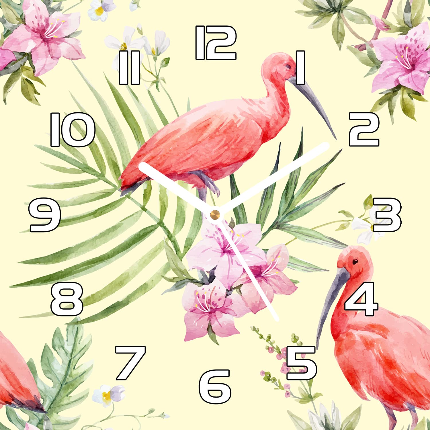 Horloge en verre de sécurité 30x30 cm silencieuse motif exotique Coloray