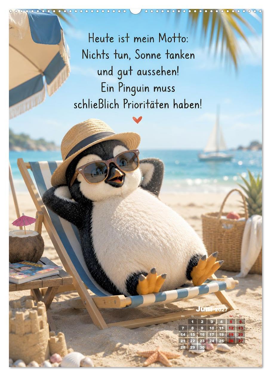 CALVENDO · Oscar - Lachen ist die beste Jahreszeit (Kalender 2027) | DIN A2 Hochformat · Wandkalender · Kalender voller humorvoller Pinguin‑Momente