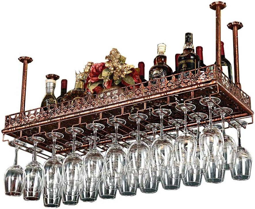 wine rack Wine Bottle Rack Wine Glass Holder Restaurant or Coffee Tableware Bottle Storage Floating Bar Ceiling Decorative Metal Shelf for Bar Kitchen/Bronze/100cm*35cm