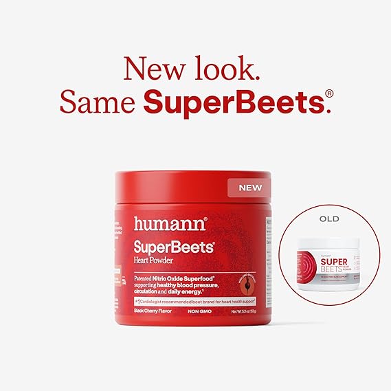 Humann SuperBeets Beet Root Powder - Non-GMO Beetroot Superfood - Nitric Oxide Supplement for Heart Health, Circulation & Blood Pressure Support - Black Cherry, 30 Servings