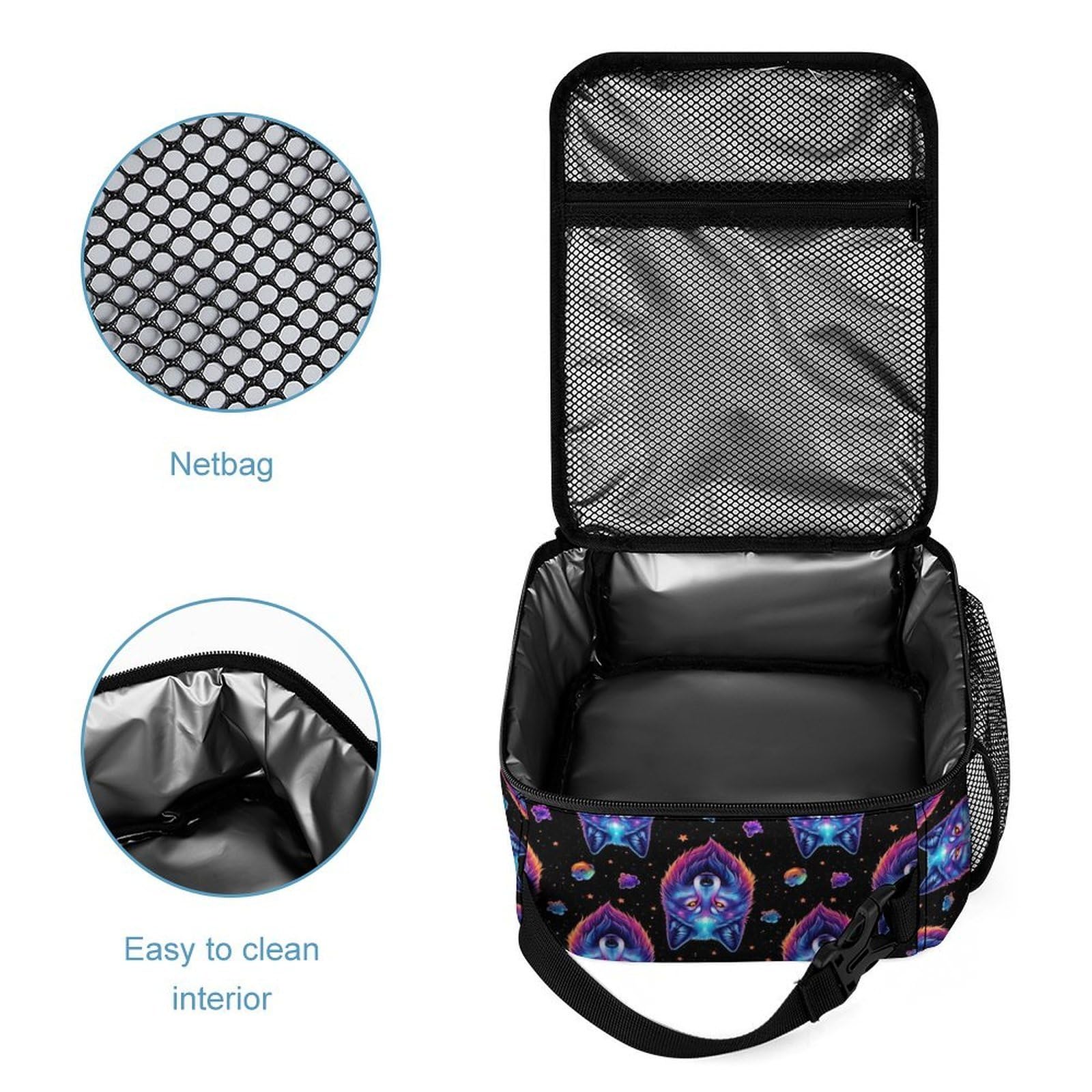 Ensemble sac à dos de voyage avec sac à lunch et trousse de maquillage Galaxy Wolf (2) Boîte et rangement