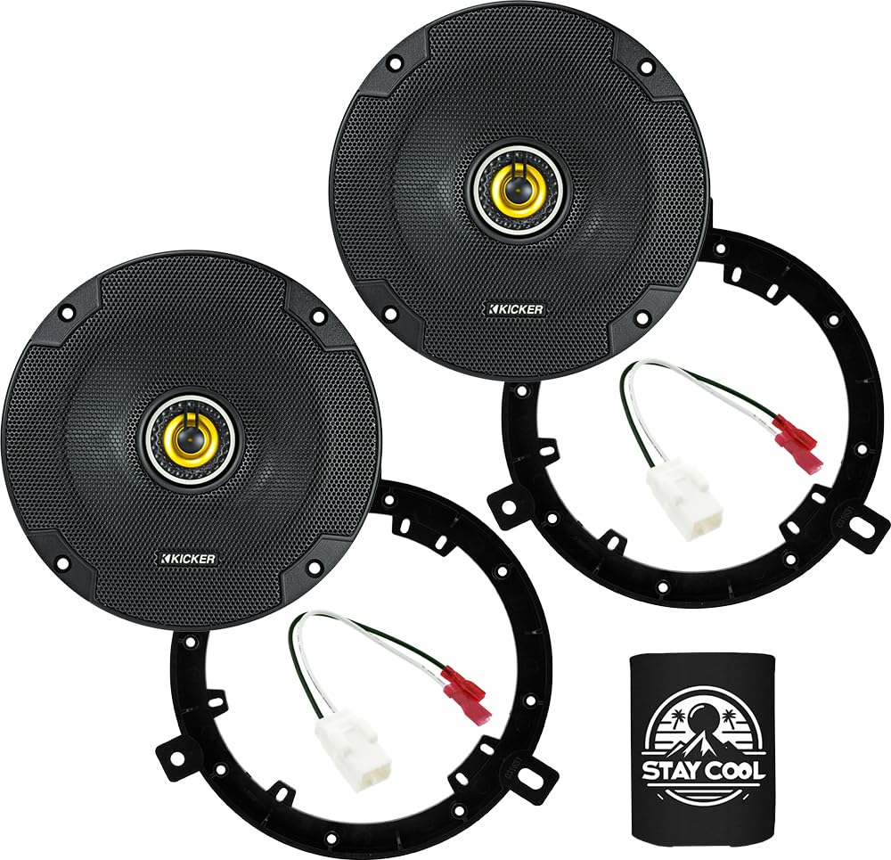 KICKER Speakers 6.5 inch for Chrysler PT Cruiser 2006-2010 Upgrade Kit - Pair of CS Series with Adapters and Harness, Coaxial 6 1/2 Car Audio Front