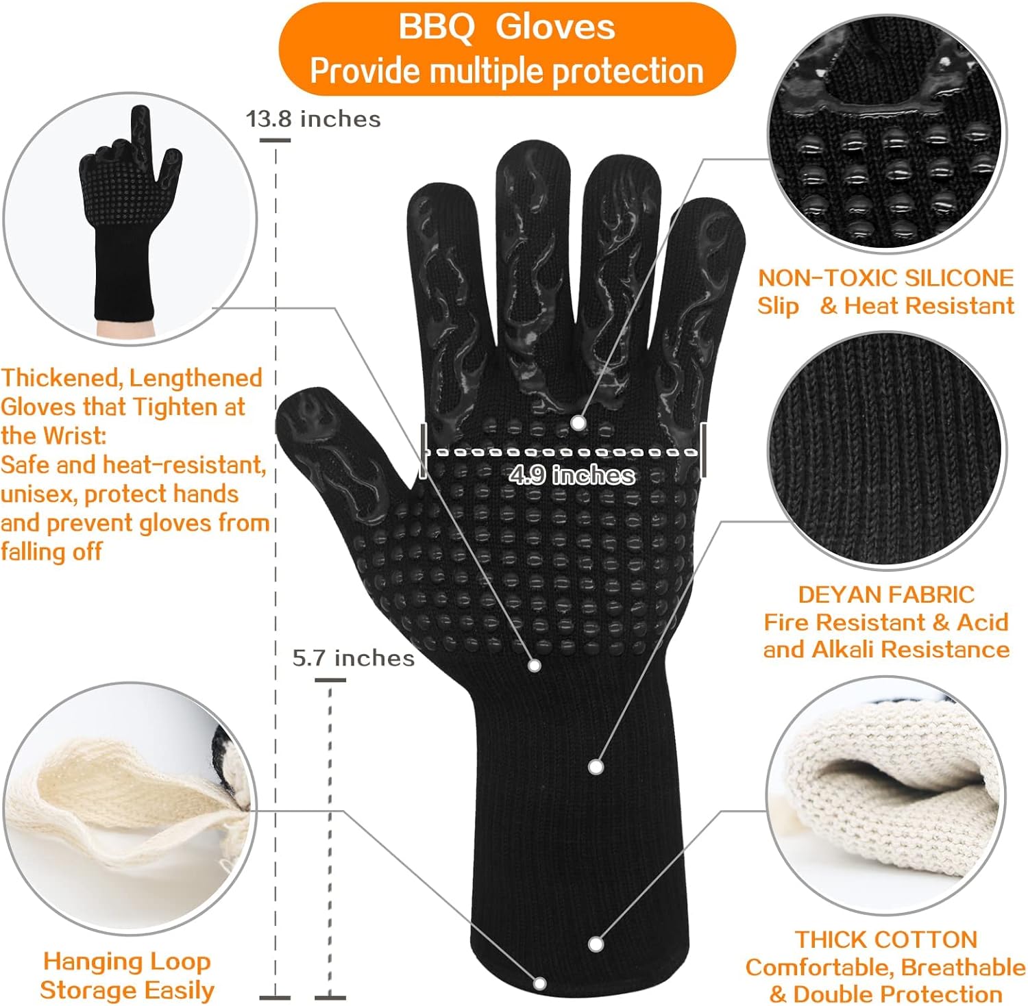 BBQ Gloves Grill Accessories, Oven Gloves, Grilling Gloves, Oven Mitts 1472 F° Extremely Heat Resistant Gloves & BBQ Bear Claws, Grilling Gifts for Men, Barbecue, Baking, Christmas (4 Pack) : Patio, Lawn & Garden