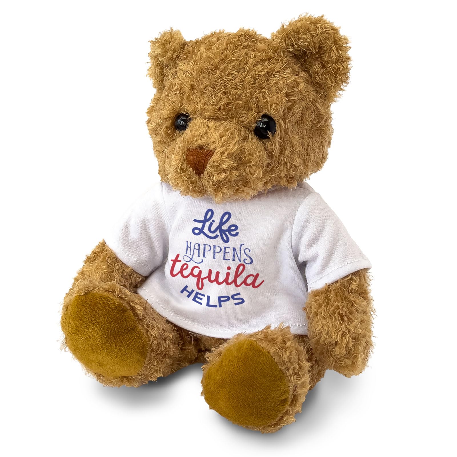 LIFE HAPPENS TEQUILA HELPS - Teddy Bear - Cute Soft Cuddly Adorable - Gift Present, Brown - Image 2
