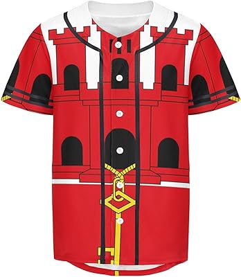 Vnurnrn Gibraltar Flag Mens Baseball Button Down Jersey Hipster Hip Hop T Shirts