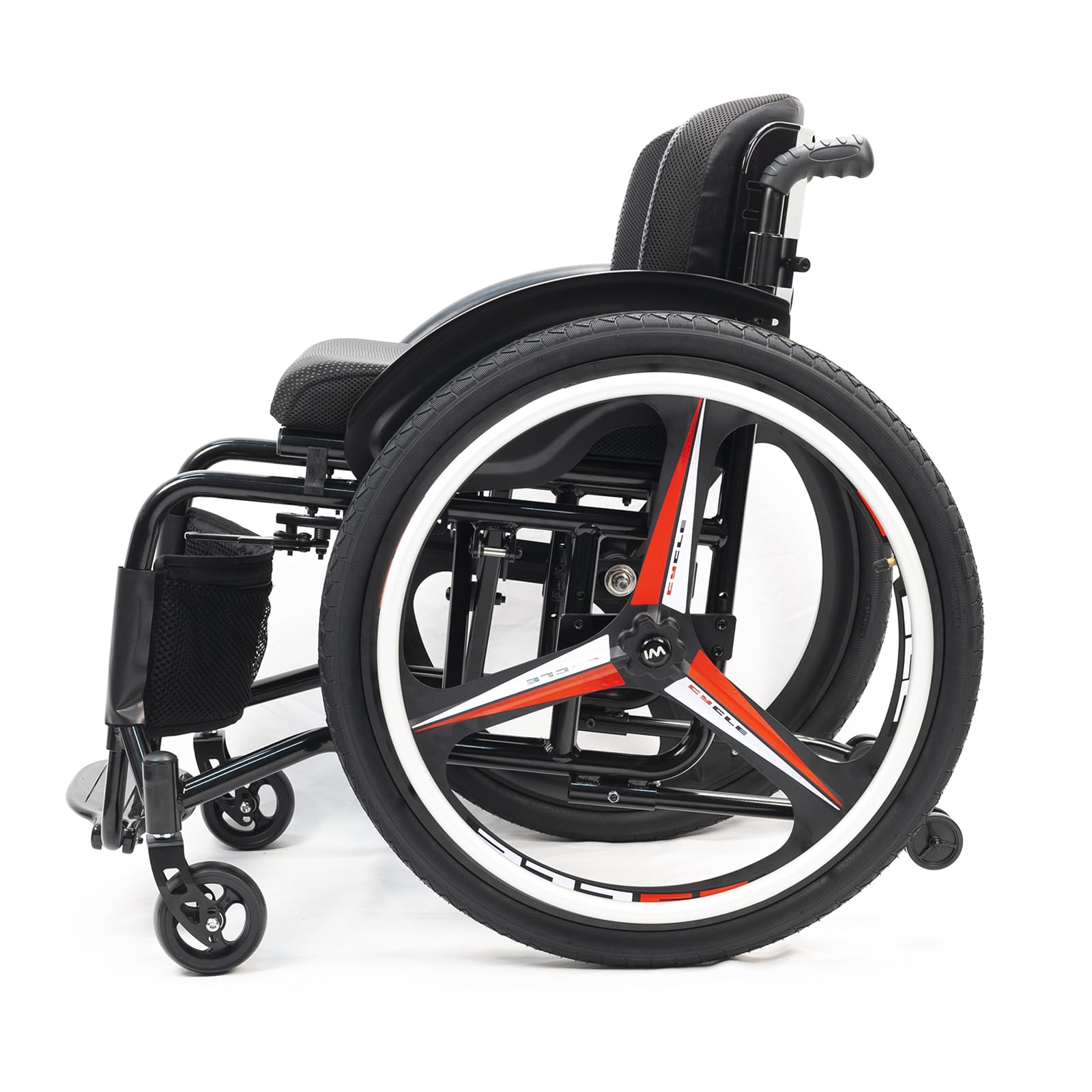 Folding All-Terrain Ultra Lightweight Sports Wheelchair,Sports and Leisure Wheelchairs for Adults,Self-propelled Aluminum Alloy Portable Manual Wheel Chair with Anti-Tip Wheels(Seat width 40cm/15.7in,