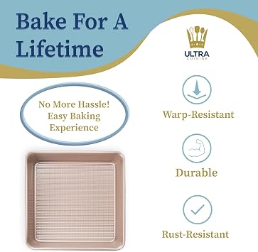Ultra Cuisine Square Cake Pan Bundle - 9x13 Inches Cake Baking And Brownie Pan & Square Cake Pan 8x8 Inches