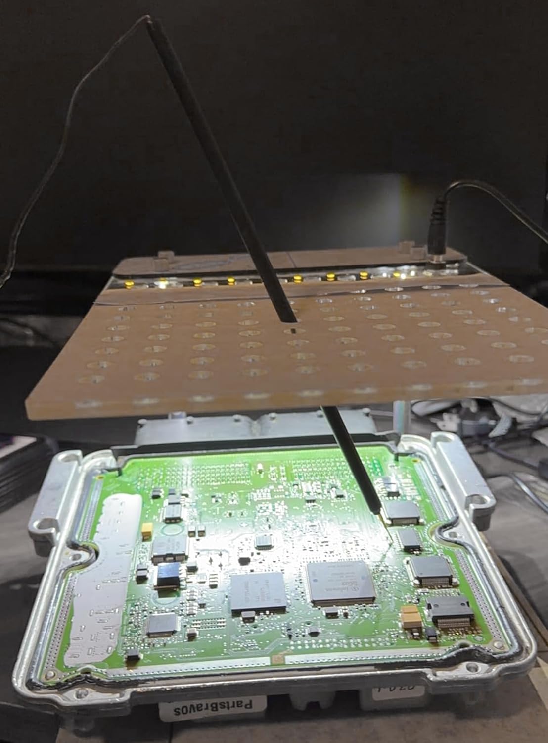 LED BDM Frame, BDM Frame Test Board Assembly, Multifunctional BDM Frame Set with 4X Copper Probe Pin Compatible with 22x BDM Adapters for Car ECU Brush Test Stand, AC 110-240V