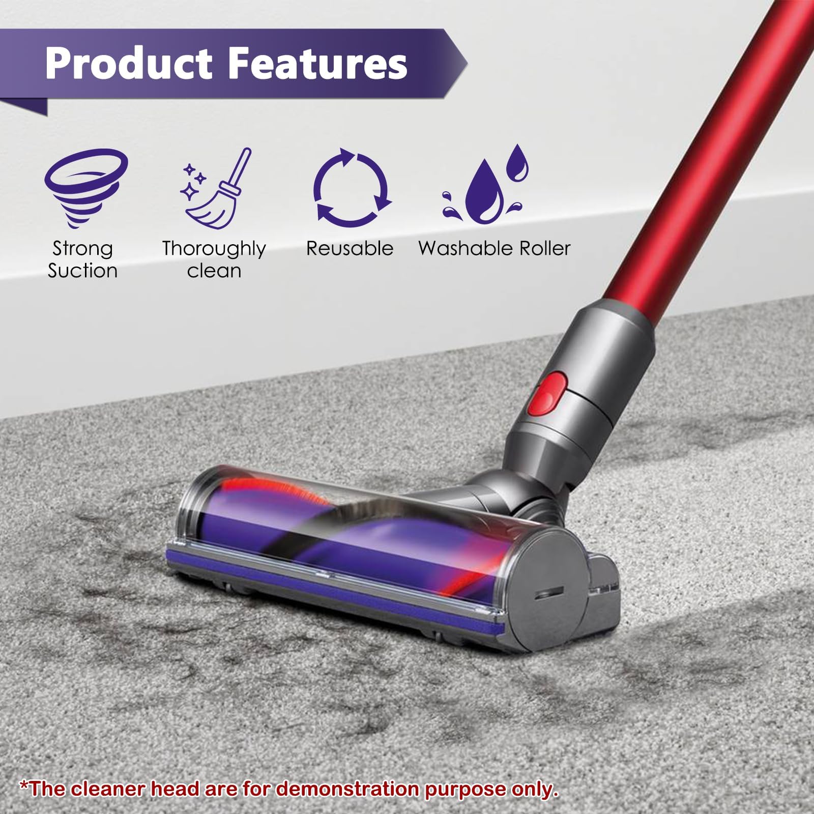 Cabezal de cepillo motorizado para Dyson V7 V8 V10 V11 V15, cabezal limpiador de accionamiento directo con antienredos, accesorio de herramienta de vacío para suelos duros y alfombras, Animal Absolute