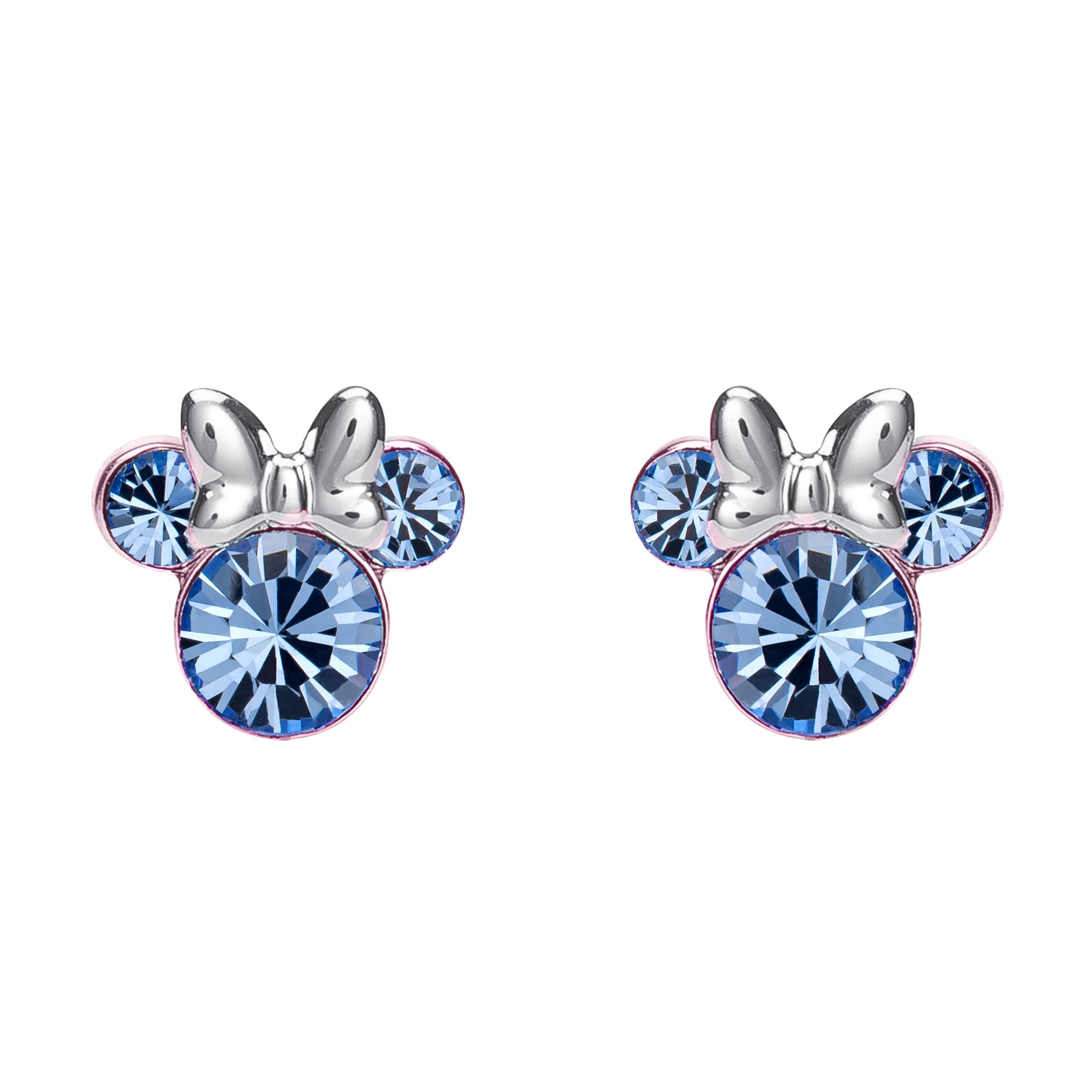 Disney Minnie Mouse Blue December Birthstone sterling silver Crystal Earrings E905162RDECL