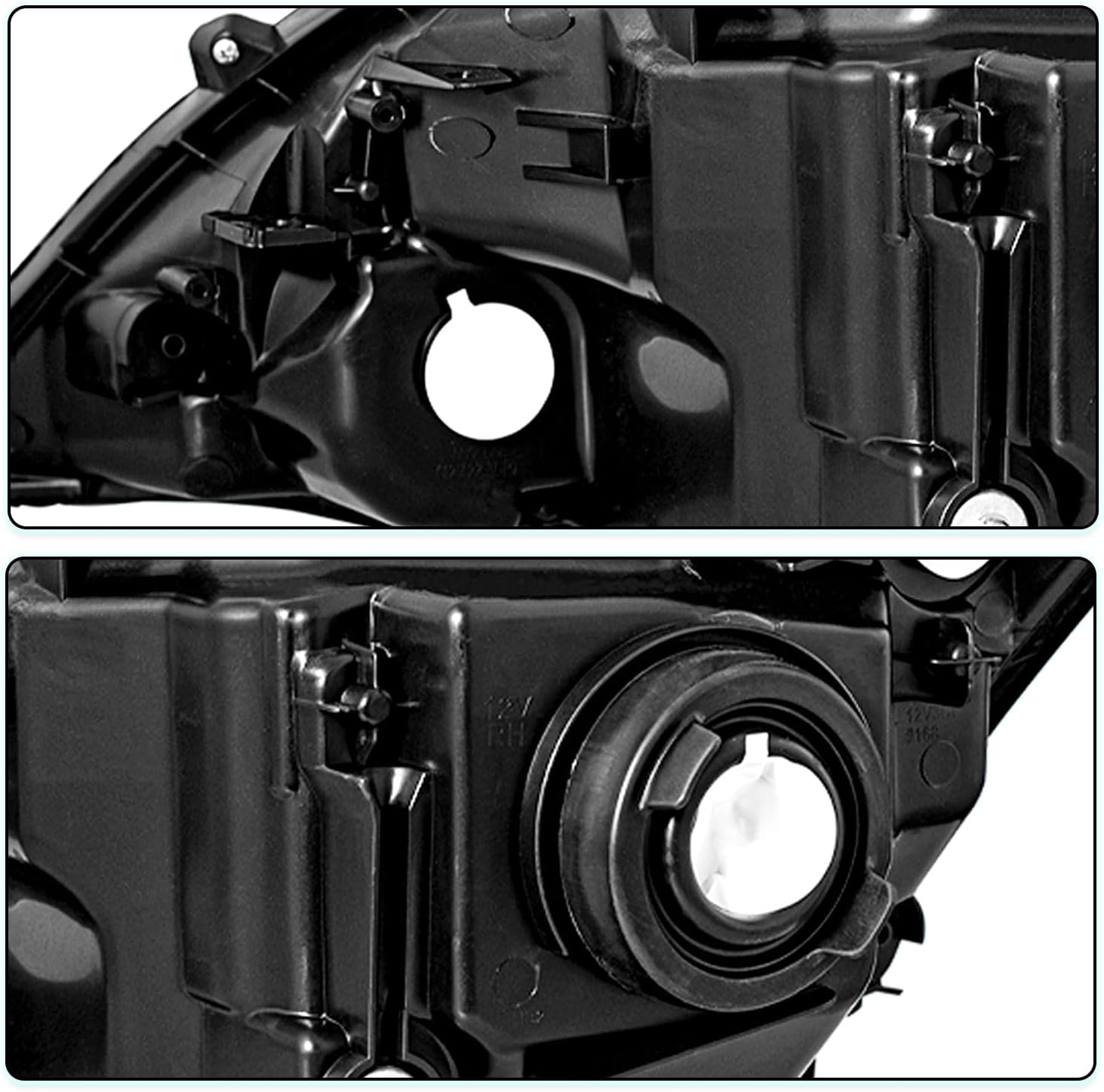 TUSDAR Headlight Assembly Fit for 2007-2011 Honda CR-V Passenger and Driver Side (Chrome Housing with Clear Reflector)