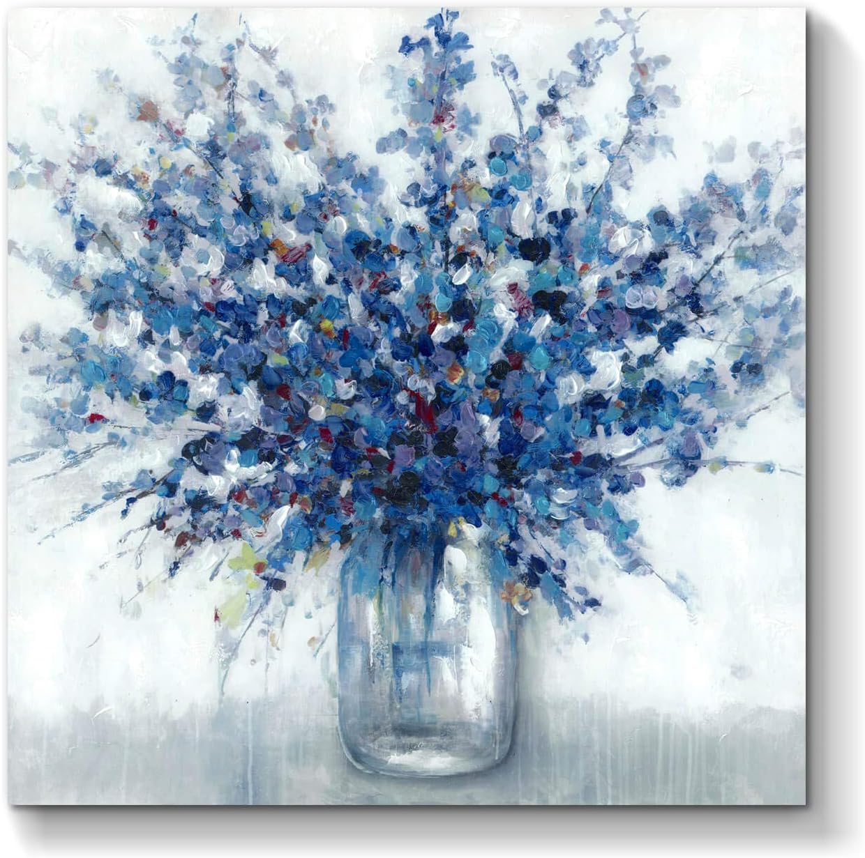 Tableau abstrait bouquet de fleurs premium 60x60cm avec cadre interne