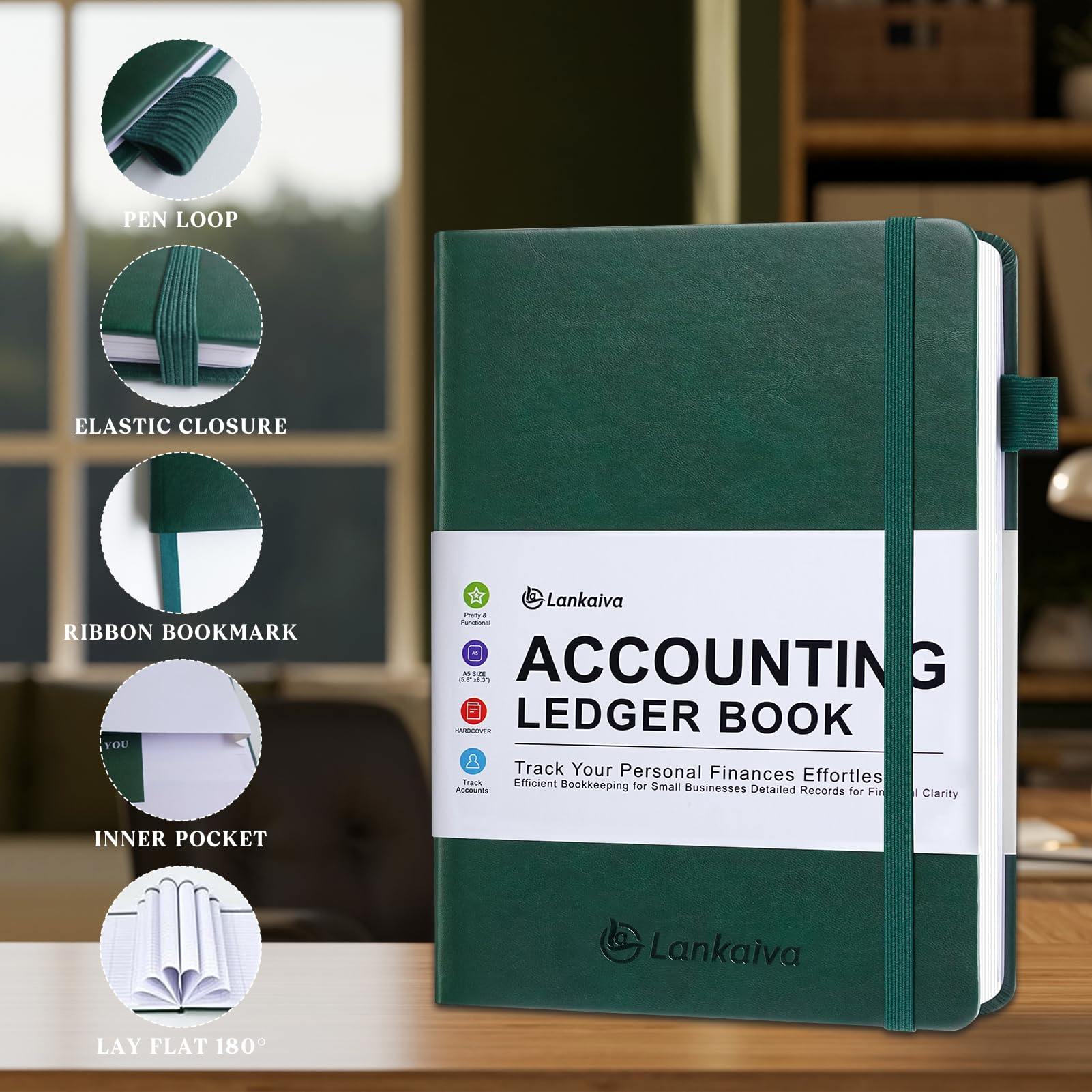 Libro de contabilidad – Libro de contabilidad para contabilidad personal y de pequeñas empresas, cuaderno de seguimiento de gastos para gastos, depósitos y saldos, libro de registro A5 para artículos