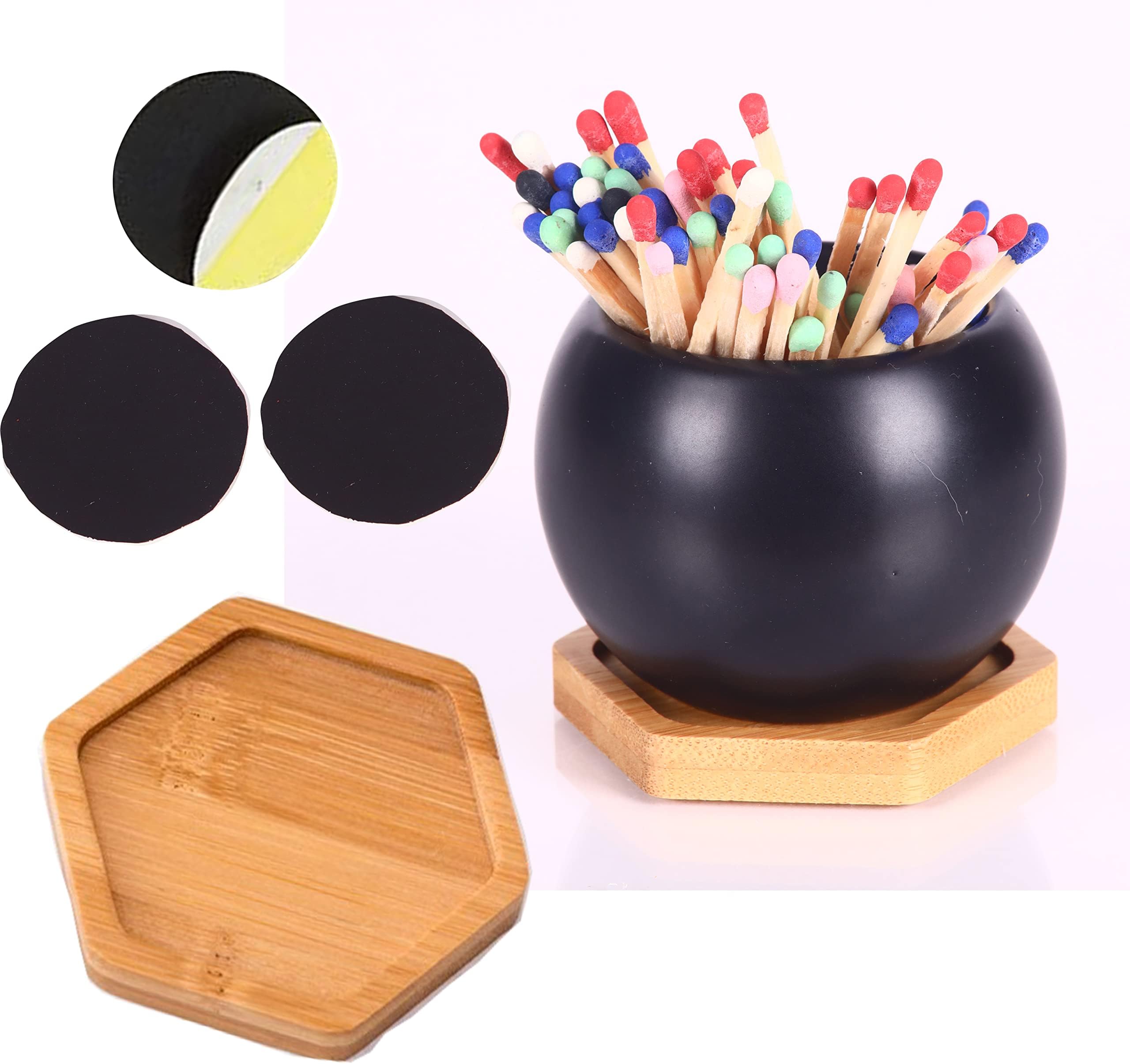 Ceramic Match Holder with Striker, Matches in a Jar with Striker, Match Striker Holder, Match Striker Jar, Match Jar with Striker, Matchstick Holder for Fancy Bathroom Matchesr-Matches NOT Included