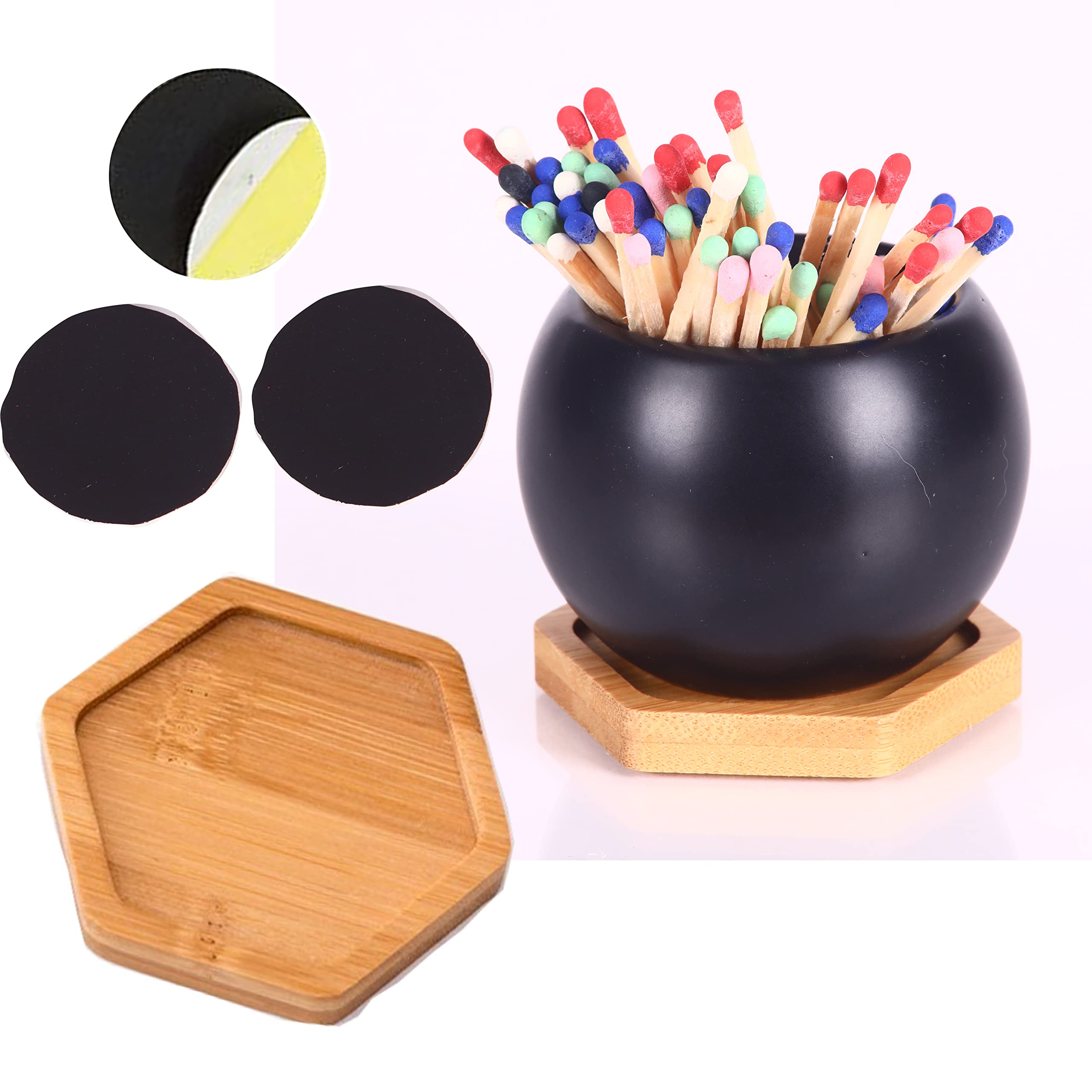 Ceramic Match Holder with Striker, Matches in a Jar with Striker, Match Striker Holder, Match Striker Jar, Match Jar with Striker, Matchstick Holder for Fancy Bathroom Matchesr-Matches NOT Included