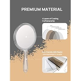 OMIRO Hand Mirror, Double-Sided Handheld Mirror 1X/3X Magnifying Mirror with Handle, Set of 6 (Clear)