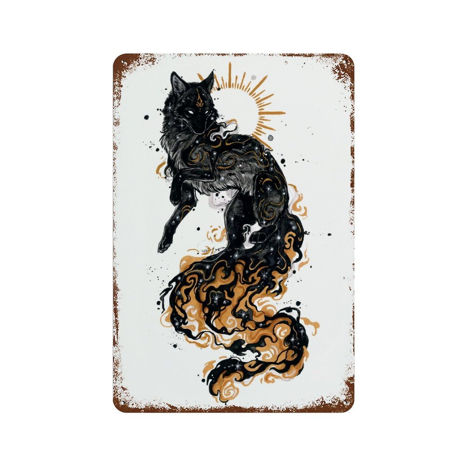 Rust Effect Fox Fires Vintage Rust Metal Sign 11.8"x7.9", Classic Wall Plaque for Shed, Workshop And Garage Wall Decor