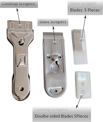 Miniatura 2 de Juego de 2 raspadores de limpieza para estufas de cocina, raspadores de limpieza de vitrocerámica, con cuchillas de repuesto, adecuados para cocinas