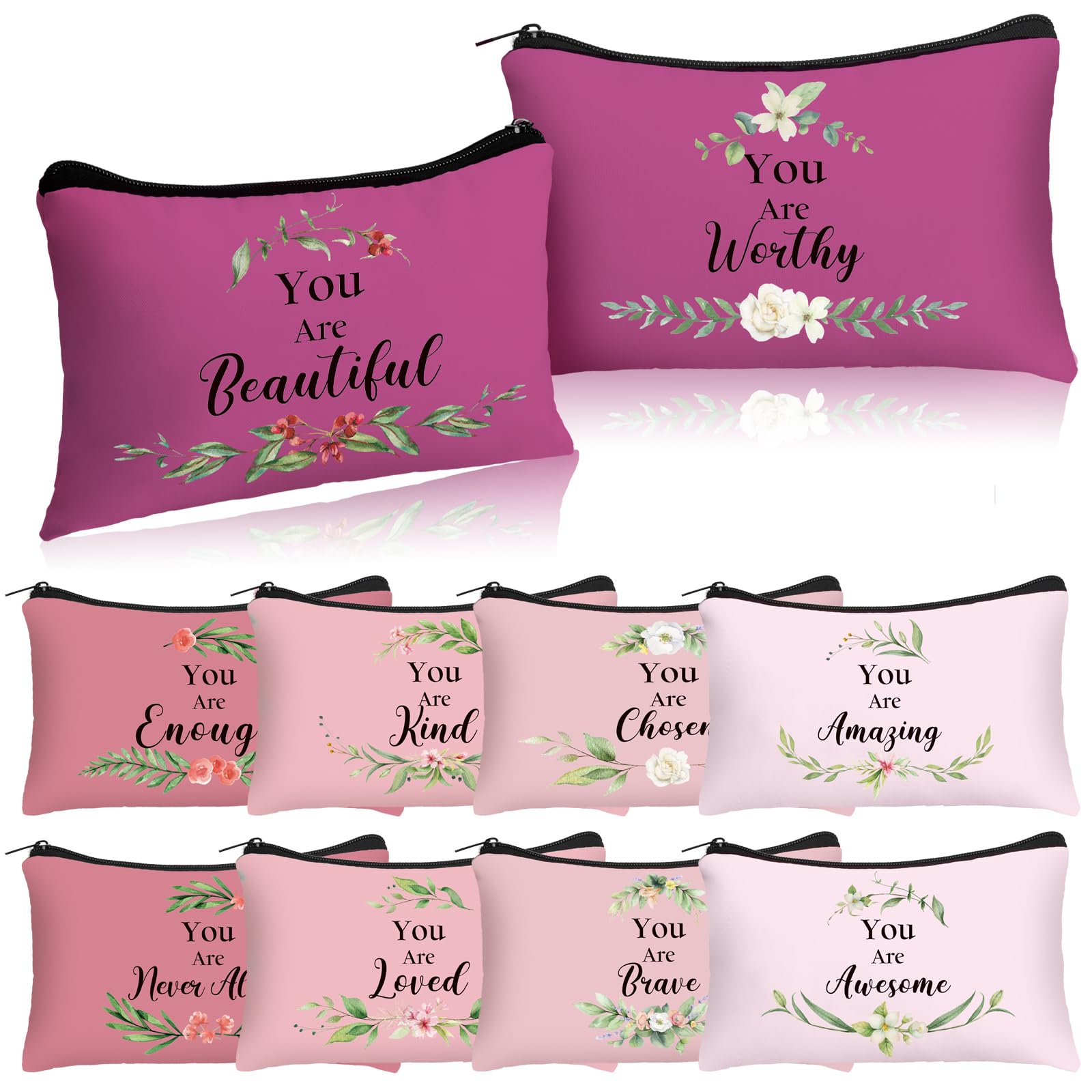 Hillban 10 Pcs Christian Comestic Bag Gift for Church Women Inspirational Gifts Administrative Professionals Day Religious Bible Verse Cosmetic Bag