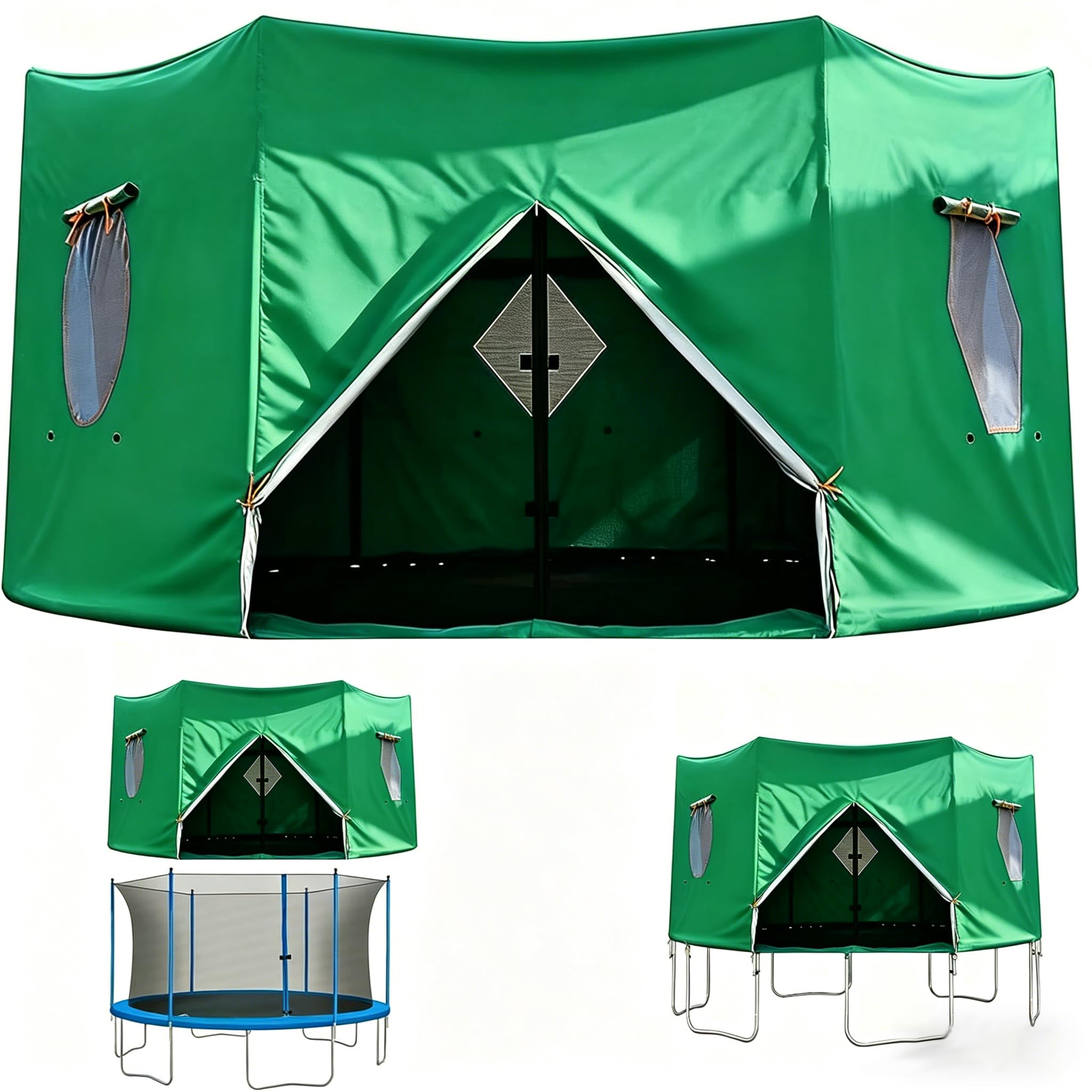 Trampoline Tent - 8ft 10ft 12ft Round Trampoline Sunshade, Waterproof UV Protection Cover, Foldable Trampolines Top Round Shade Cover For Ourdoor Parties, Community Activities (Green, 164x304cm)