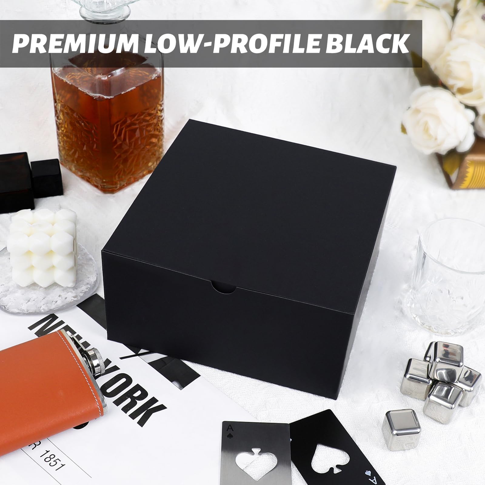 80 cajas de regalo de boda negras con papel dorado • Cajas de regalo de agradecimiento para bodas, cumpleaños, bautizos, cajas de regalo personalizadas • Cajas con logotipo empresarial - México