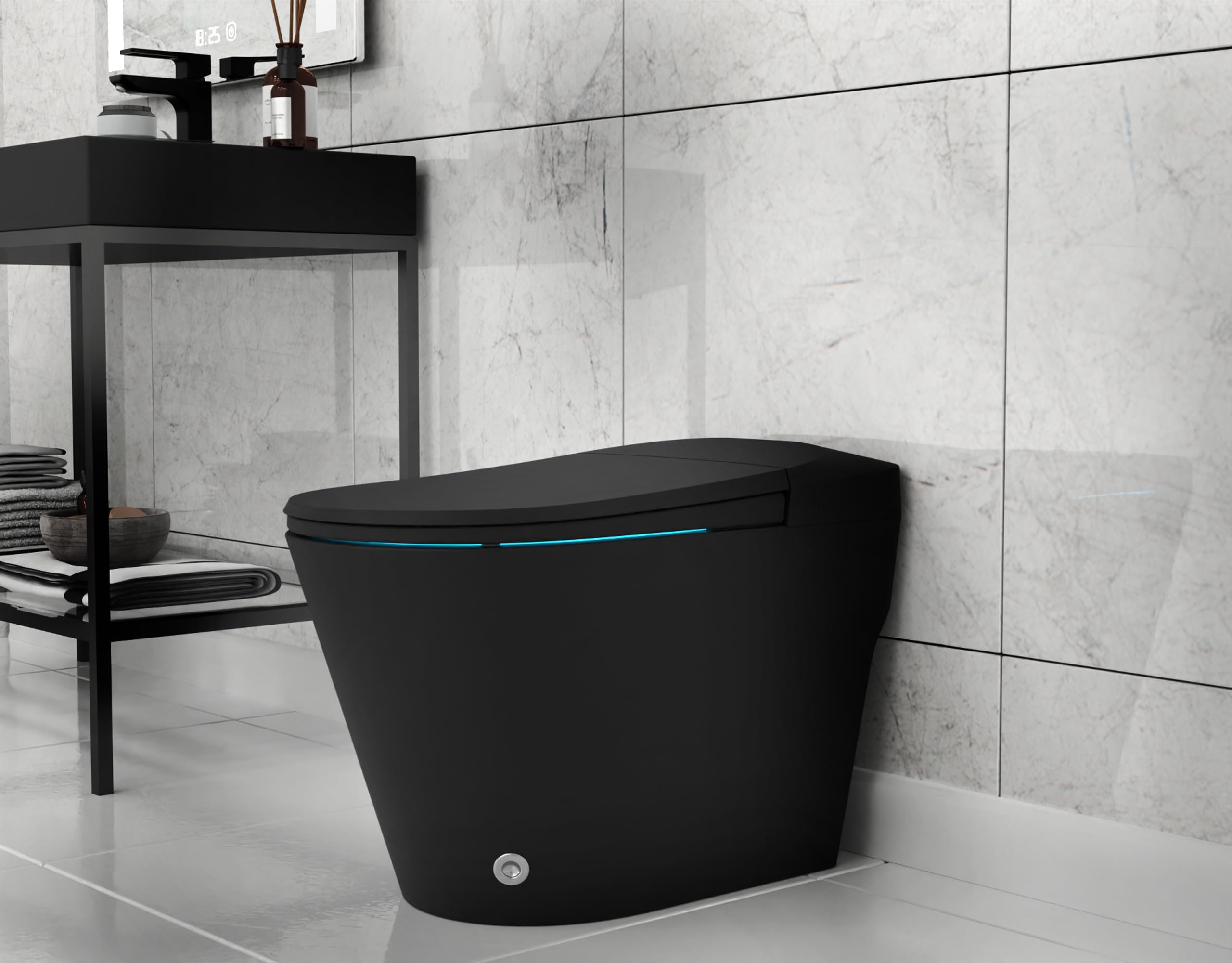 ANZZI ENVO Echo Elongated Smart Toilet Bidet in Matte Black with Auto Open, Auto Close, Auto Flush, Heated Seat, Voice Commands, and Wifi Controls | TL-STFF950WIFI-MB