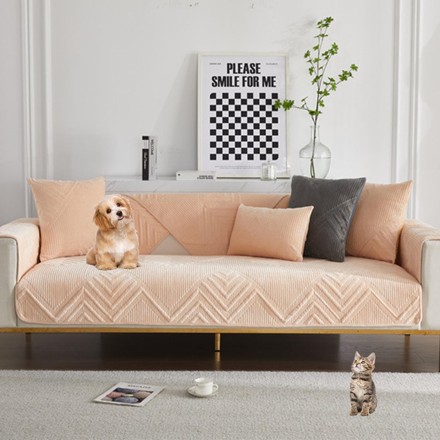 Housse de canapé modulaire évite les glissements 90x240cm