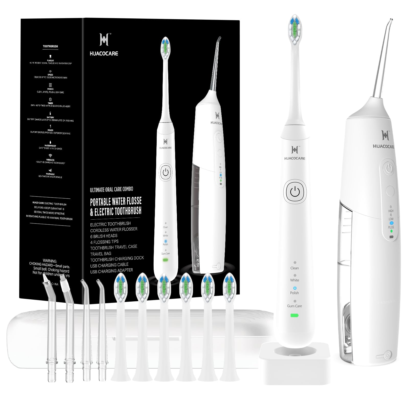 Photo 1 of 2-1 Oral Clean Kit- Water Dental flosser & Electric Toothbrush Combo- Brushing & Flossing- for Teeth Cleaning and Gum Health (White)