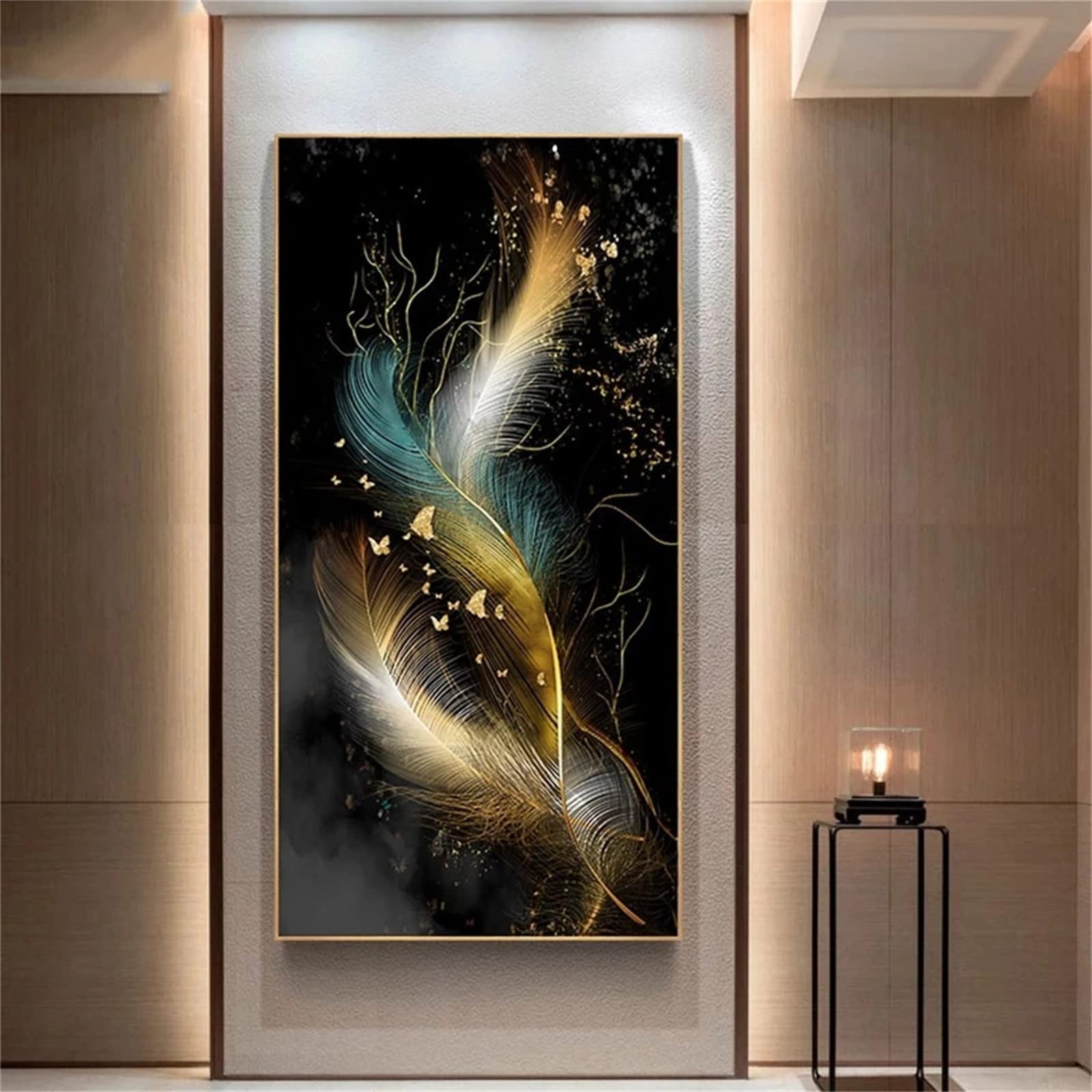 DIY zestawy do malowania diamentami 5D, pełne wiertło diamentowe sztuka obraz dla dorosłych i dzieci, kryształ górski haftowanie obrazy do dekoracji ścian domu - 90 x 180 cm / 35 x 71 cali (abstrakcyjne pióro)