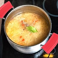 Vista 5 de 2 pares de soportes de silicona para mango de sartén caliente, fundas para mango de sartén caliente, funda de agarre para olla, mango de hierro