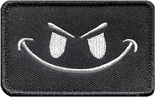 Antrix Tactical Black Funny Smile Happy Face DIY Emblem Military Emblem Badge Patch Hook & Loop Badge Patch for Backpacks Hats Bags Military Uniform