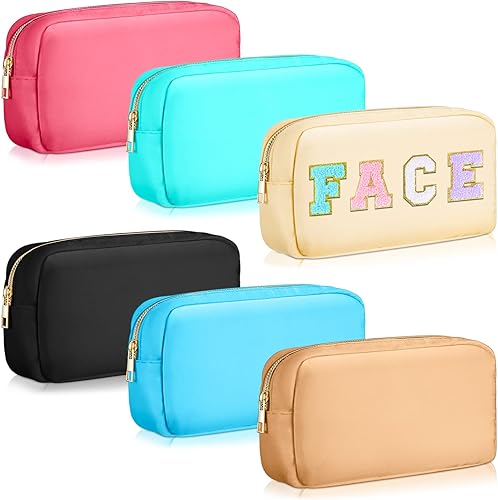 Remerry 6 bolsas de nailon para cosméticos de maquillaje bolsa de aseo con cremallera bolsa de maquillaje impermeable juego de bolsas de maquillaje