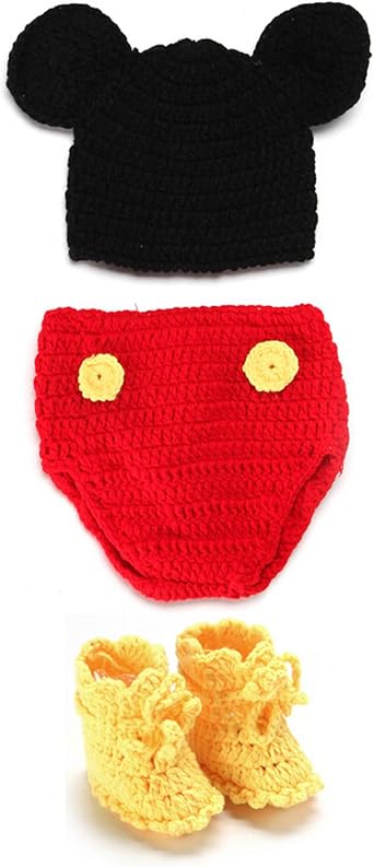 Charmed Baby Boy Girl Crochet Costume Outfit Photo Props Mickey Mouse Red