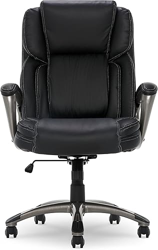 Miniatura 10 de Serta Silla de computadora ergonómica ajustable para oficina ejecutiva con almohadas corporales en capas, borde de asiento de cascada, cuero
