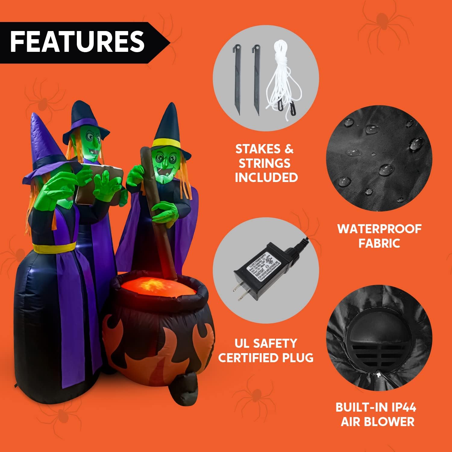 Buy Joiedomi 6 FT Tall Halloween Inflatable Three Witch Around Cauldron with Flame Light