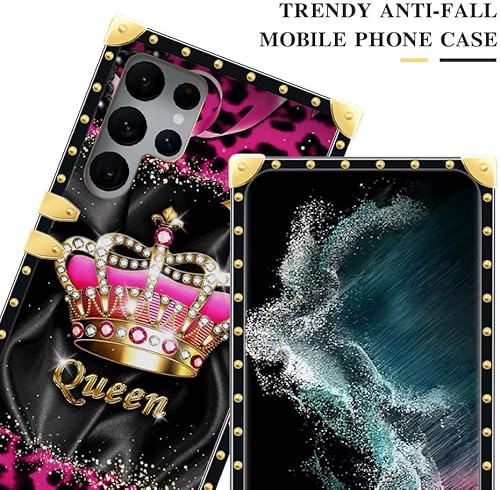 Miniatura 2 de Funda compatible con Samsung Galaxy S22 Ultra, J Crown Queen con estampado de leopardo de lujo, elegante, suave, TPU a prueba de golpes, protección