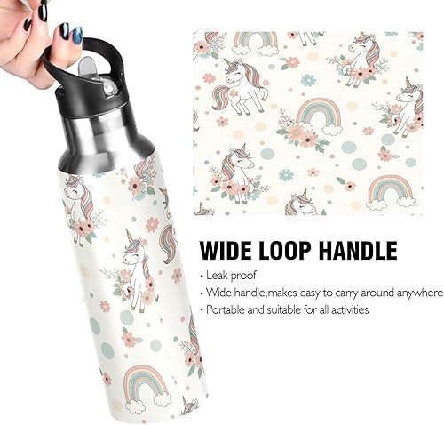 Miniatura 4 de Stainless Steel Water Bottle 32 Oz, Leakproof Water Bottles for Gym Outdoor Travel School, Unicorns Rainbow Manes Tails