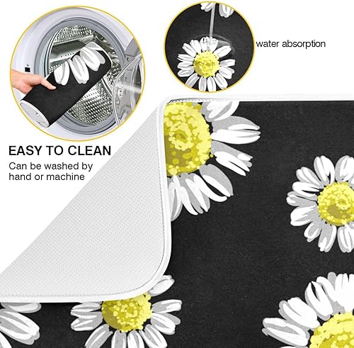 Miniatura 2 de Chamomile Flowers Drying Dish Mat Dish Drainer Mat For Kitchen Counter Dish Drainer Tapete Para Cocina 16'' x 18''