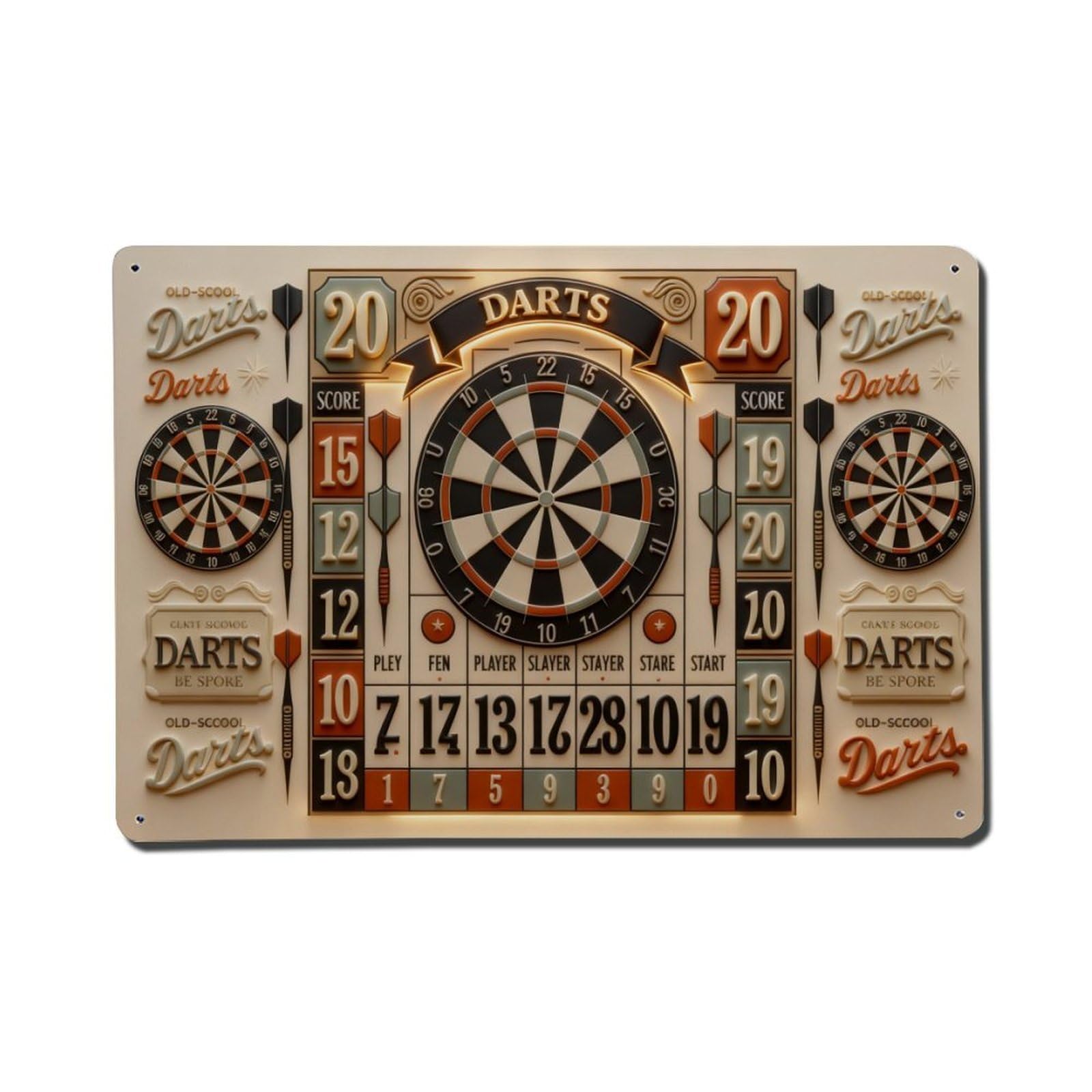 Darts Score Board Design Pattern Metal Tin Sign Plaque