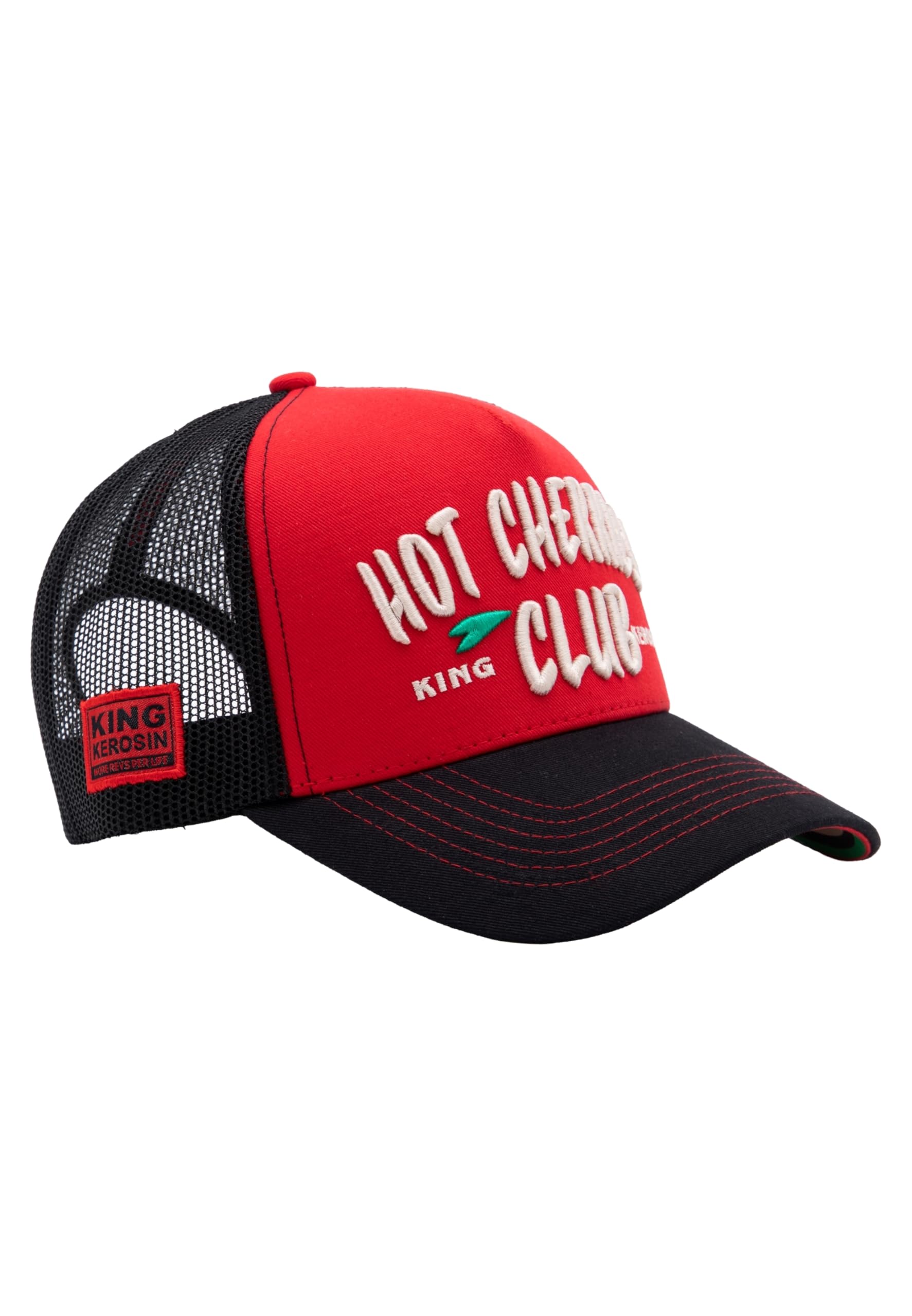 King Kerosin Gorra de camionero para hombre con estampado bajo la visera Hot Cherries Club
