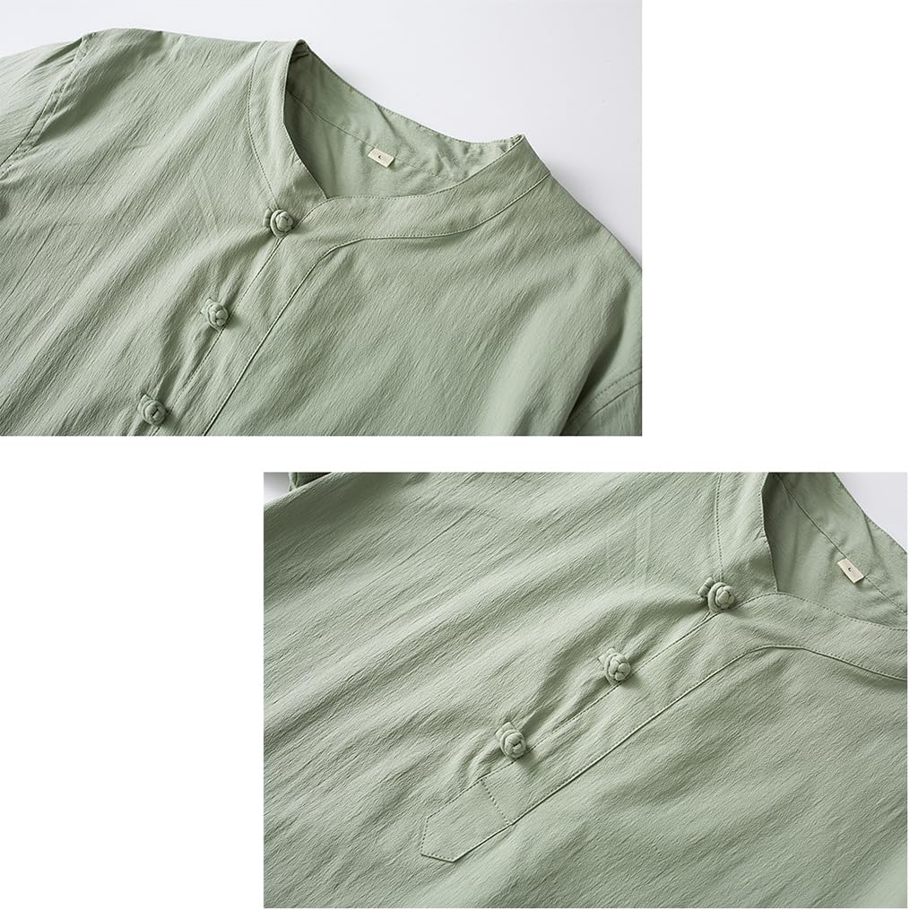 GVILTY Pantaloni Da Donna Cinese Kung Fu Lino Di Cotone Di Cotone Per Le Maniche Lunghe Con Maniche Lunghe Per Meditazione Zen Abiti Tai Chi, Abiti Tanguti Cinesi green1-3XL