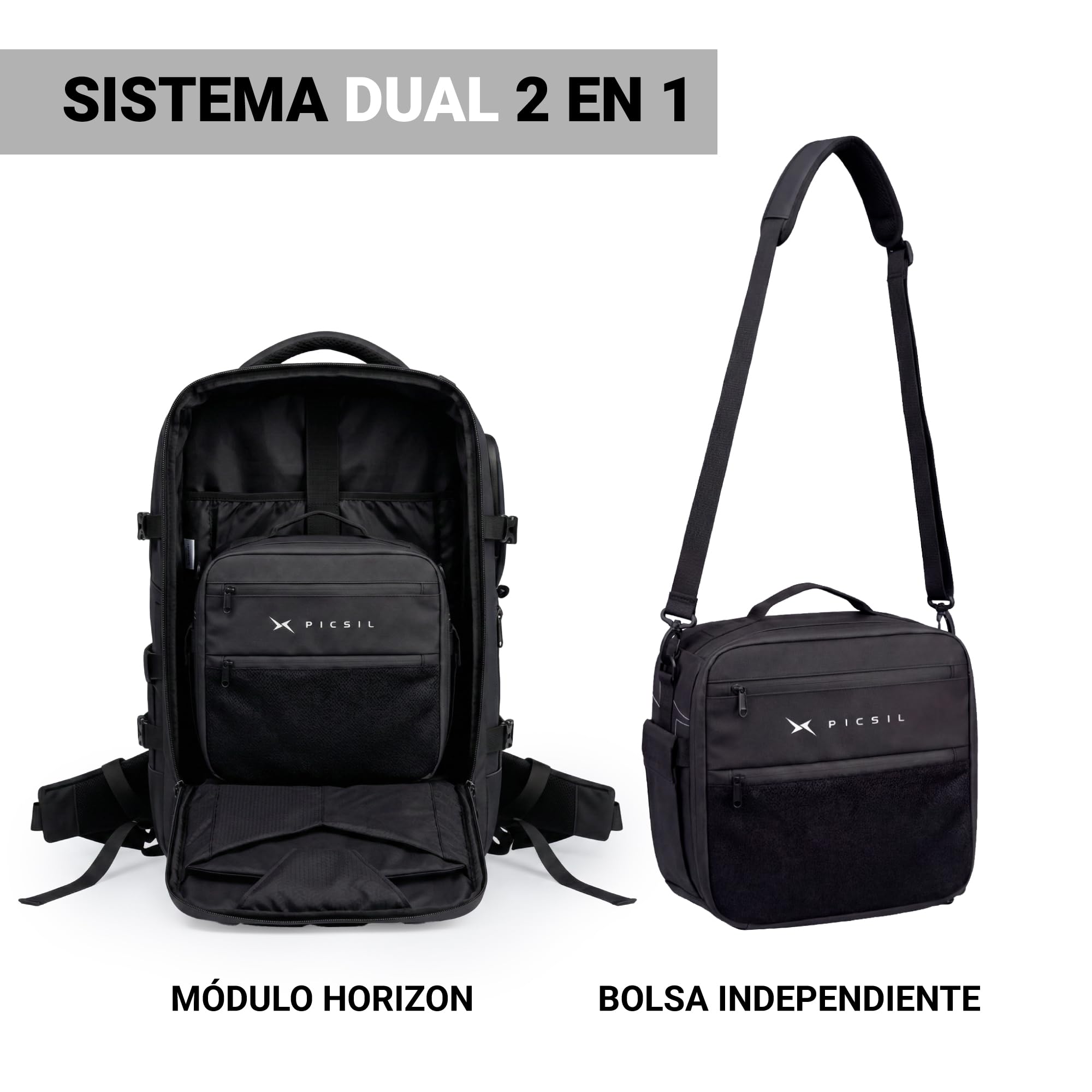 PICSIL Horizon Módulo Fotográfico - Camera Bag Acolchada y Modular 9,8L, Organizador de Cámara y Objetivos, Bolsa de Fotografía Impermeable - Moonless