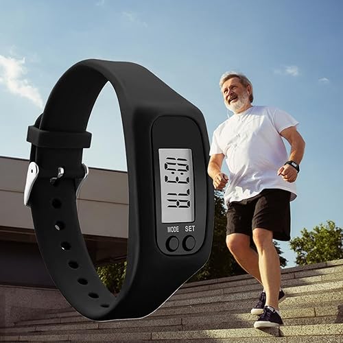 Miniatura 7 de Reloj podómetro, pulsera digital con contador de pasos, pantalla LCD ligera, pantalla grande y función de monitor de calorías, accesorio de