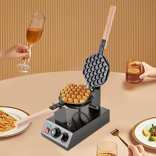 Miniatura 3 de Máquina para hacer gofres de huevo, waflera de burbujas de acero inoxidable, 1400 W, 110 V, máquina eléctrica para hacer panqueques con