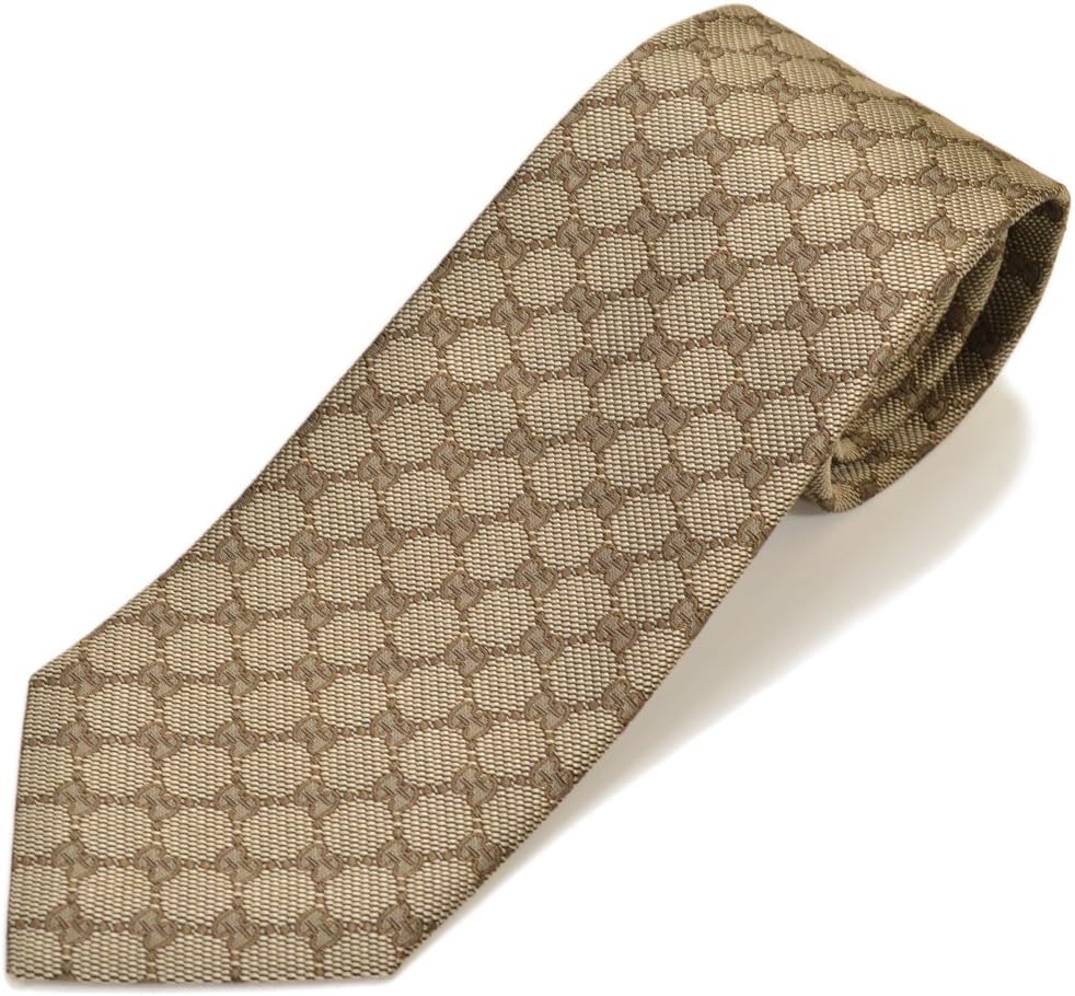 Gucci Silk Jacquard GG Pattern Necktie(サイズの剣の幅3.1インチ(8 cm)EGC17W008(45652 4B002 9700:茶色)、ブラウン